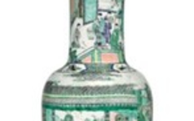 A LARGE AND FINELY PAINTED FAMILLE VERTE 'PHOENIX TAIL' VASE, KANGXI PERIOD (1662-1722)
