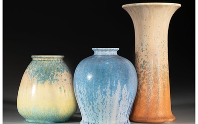 79366: Three Ruskin Pottery Crystalline Glazed Vases, 1