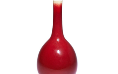 A COPPER-RED-GLAZED BOTTLE VASE, QING DYNASTY, 18TH CENTURY