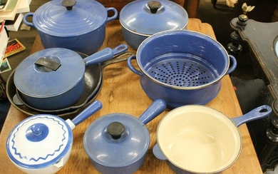 9 pcs. LeCreuset and other Cast Iron Cookware