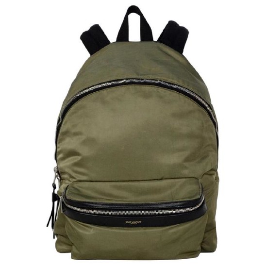 Saint Laurent Khaki Green Nylon/Leather City Backpack