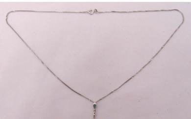 9ct white gold necklace with a coloured stone pendant, appro...
