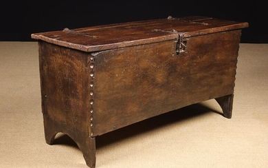 A 17th Century Boarded Oak Coffer. The...
