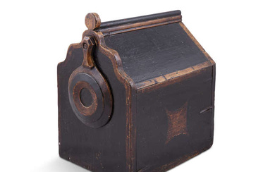 A 19TH CENTURY PAINTED PINE RECTANGULAR SLOPEFRONT SALT BOX,...