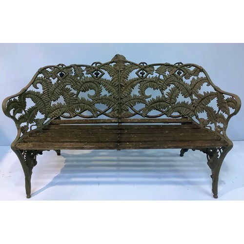 A 19th century Coalbrookdale style cast iron garden bench, p...