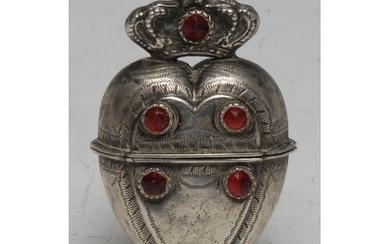 A 19th century South European silver nutmeg grater, as a cro...