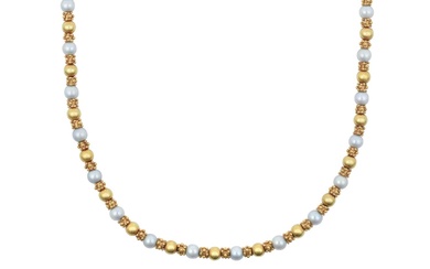A 9 Carat Gold Cultured Pearl Necklace the cultured pearls...