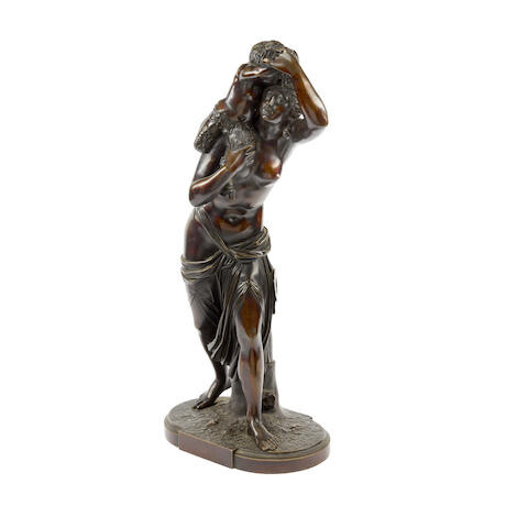 A Bronze Group of a Nude with a Faun
