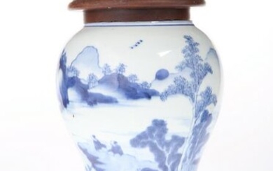 A CHINESE BLUE AND WHITE 'LANDSCAPE' VASE, 18TH