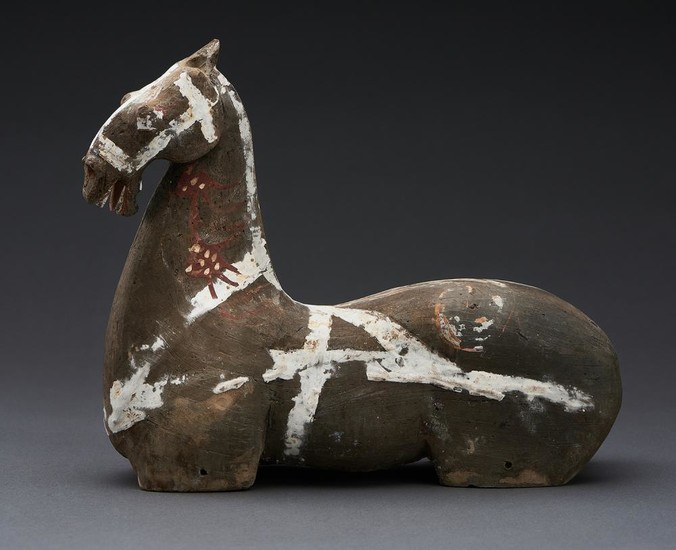 A CHINESE PAINTED POTTERY HORSE HAN DYNASTY (206BC-220AD)