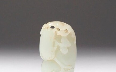 A CHINESE PALE CELADON JADE 'GOURDS' PENDANT 18TH CENTURY Carved...