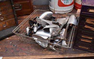 A COLLECTION OF 8 PAIRS OF VINTAGE METAL AND ALUMINIUM SHOE LASTS