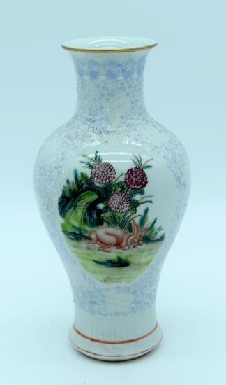 A Chinese 20th Century Vase decorated with a Rabbit and