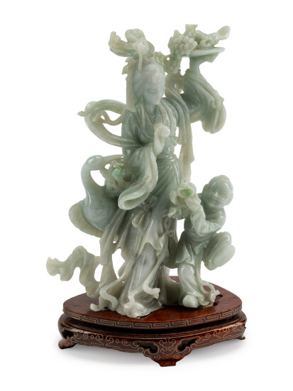 A Chinese Carved Hardstone Figural Group