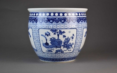 A Chinese blue and white jardiniere, Kangxi mark, 19th century