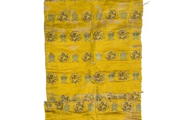 A Chinese yellow-ground silk 'dragon' embroidery, 19th century