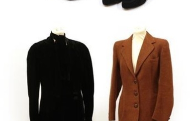 A Circa 1920's Black Velvet Evening Coat, full length with...
