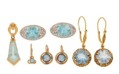 A Collection of Gold Gemstone Earrings