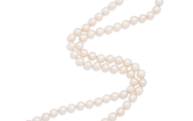 A Cultured Pearl and White Gold Necklace