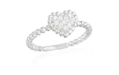 A DIAMOND RING, composed of a heart pavé-set...