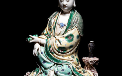 A Famille Verte Porcelain Figure of Guanyin