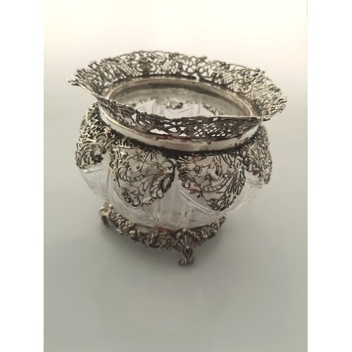 A Fine Edwardian Sterling Silver and Cut Glass Bowl. William...