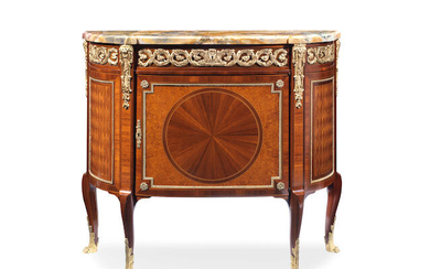 A French late 19th century kingwood, amboyna and gilt bronze mounted meuble d'appui