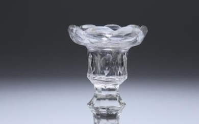 A GEORGE III CUT-GLASS CANDLESTICK, the domed base with