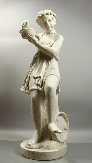 A GOOD LARGE ITALIAN CARVED CARRERA MARBLE, CHILD