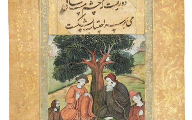 A GROUP OF YOGIS UNDER A BANYAN TREE, MUGHAL INDIA, CIRCA 1610