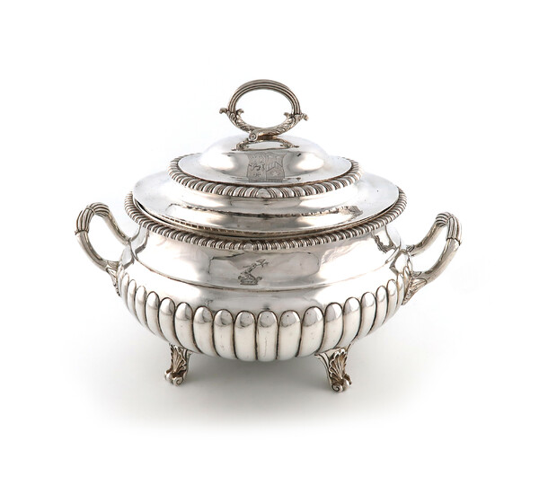 A George III silver two-handled soup tureen and cover