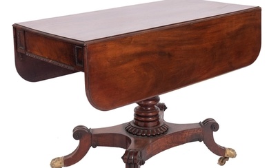 A George IV mahogany drop-leaf pedestal sofa table, circa 18...