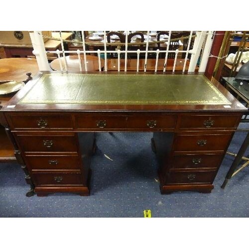 A Georgian style mahogany twin pedestal Desk, the front arra...