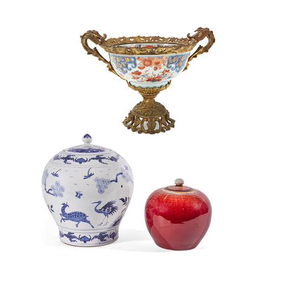 A Group of Three Chinese Porcelain Table Articles