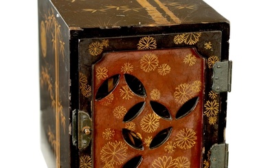 A JAPANESE MEIJI PERIOD CHINOISERIE LACQUERED TABLE CABINET ...