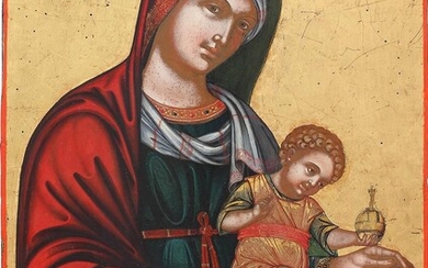 A LARGE ICON SHOWING THE MOTHER OF GOD WITH...