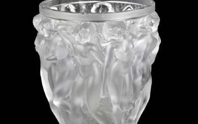 A Lalique Clear And Frosted Glass Vase "Bacchantes"