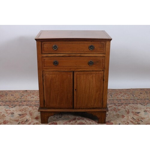A MAHOGANY AND SATINWOOD INLAID SIDE CABINET the rectangular...