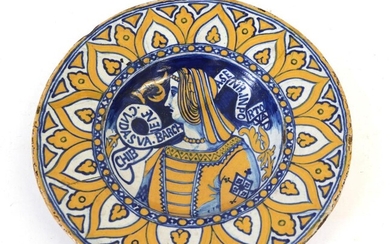 A Maiolica Bella Donna Dish, in 16th century Deruta style,...