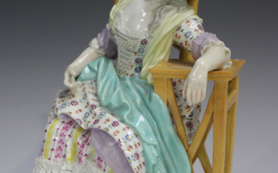A Meissen figure of Sleeping Louise, late 19th century, modelled by Acier after a painting by Greuze