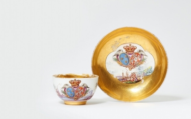 A Meissen porcelain tea bowl and saucer from the service for King Louis XV and Maria Leszczynska