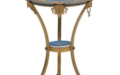 SOLD. A Napoleon III gilt bronze and porcelain pedestal table. France, late 19th century. H. 75 cm. Diam. 53 cm. – Bruun Rasmussen Auctioneers of Fine Art