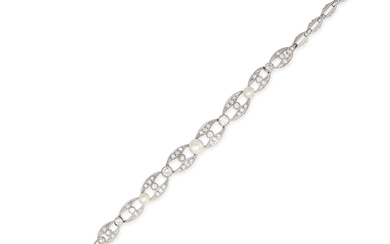 A PEARL AND DIAMOND BRACELET in white gold, set wi ...