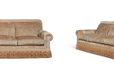A Pair of Three-Seat Upholstered Sofas, Modern