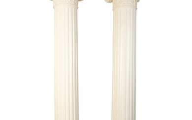 A Pair of White Painted Ionic Columns