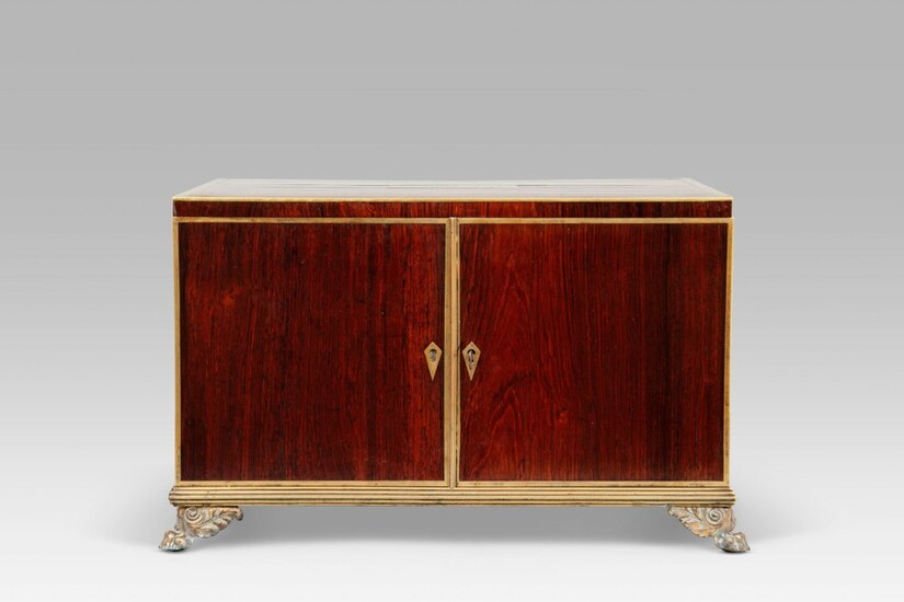 A REGENCY BRASS-MOUNTED BRAZILIAN ROSEWOOD AND EBONY COLLECTOR'S CABINET, EARLY 19TH CENTURY
