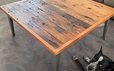 A Reclaimed Timber, Chrome Leg Coffee Table