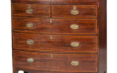 A Regency Satinwood-Inlaid Mahogany Bowfront Chest of Drawers