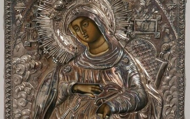 A SCARCE RUSSIAN ICON OF THE MAGNIFICAT MOTHER OF
