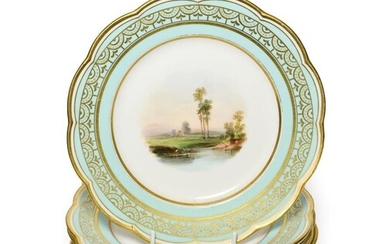 A Set of Six Staffordshire Porcelain Dessert Plates, circa 1870,...